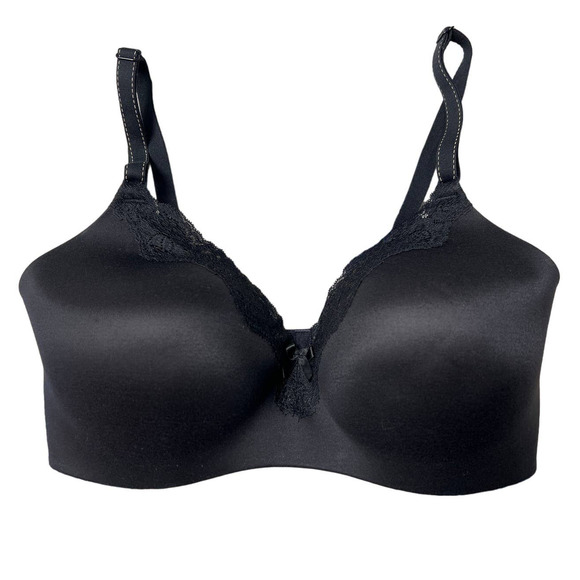 Maidenform Women 36D Black Comfort Devotion Lace Trim Wireless T-Shirt Lift Bra - Picture 1 of 4